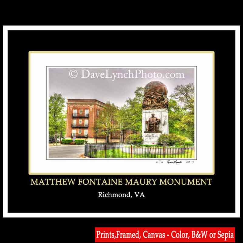 Richmond VA Virginia MAURY MONUMENT Statue Civil War Richmond Map