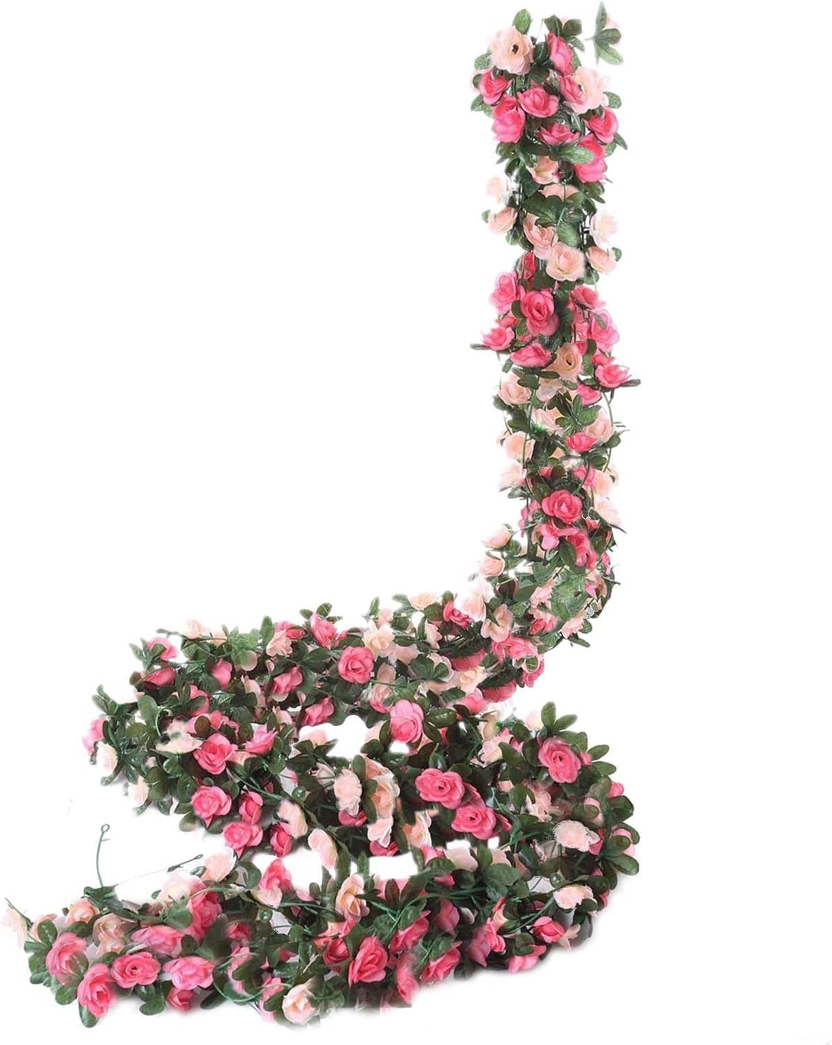 Miracliy 5 Pack 41 FT Fake Rose Vine Flowers Plants Artificial Flower Hanging Rose Ivy Home Hotel Office Wedding Party Garden Craft Art D&#xE9;co