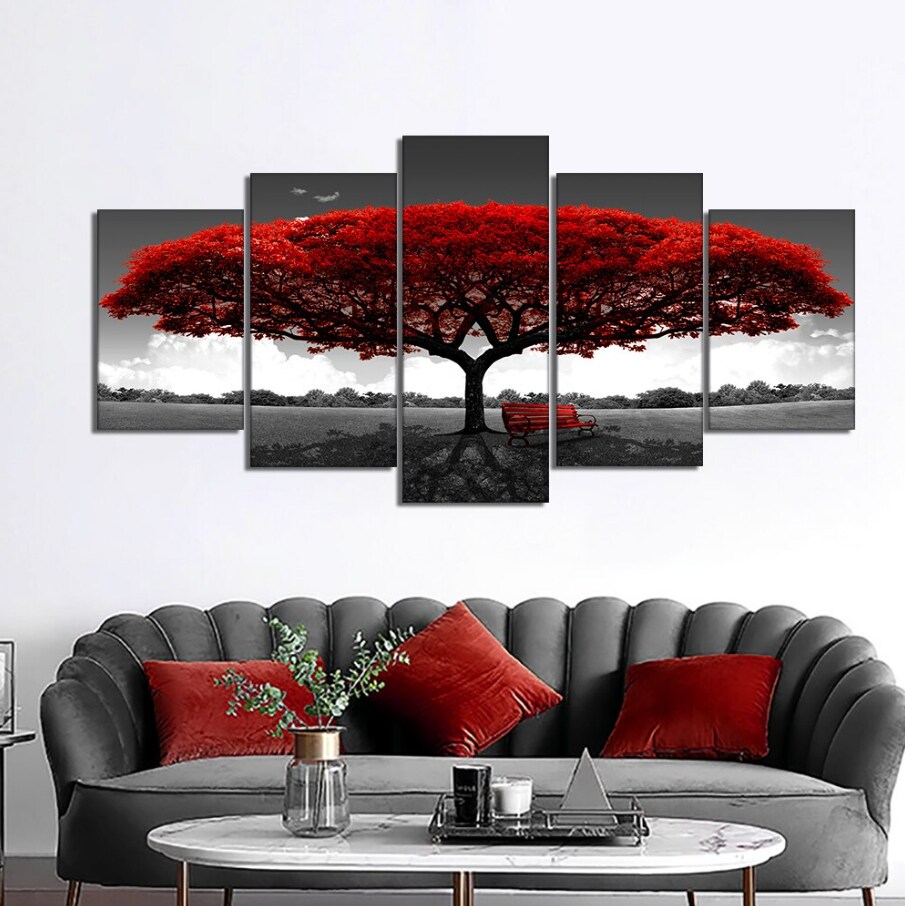 5Pcs Canvas Print Paintings Landscape Pictures Wall Art.