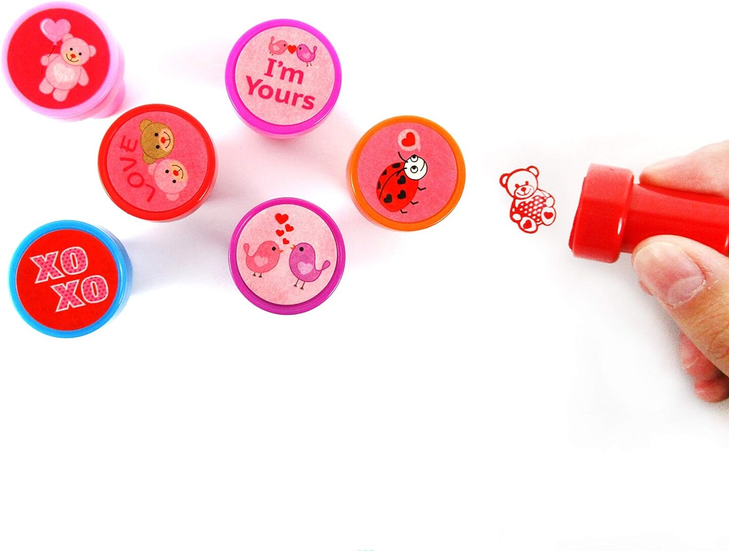TINYMILLS 24 Pcs Valentine&#x27;s Day Stampers for Kids Valentine&#x27;s Day Classroom Exchange Party Favors Goody Bag Treat Bag Stuffers
