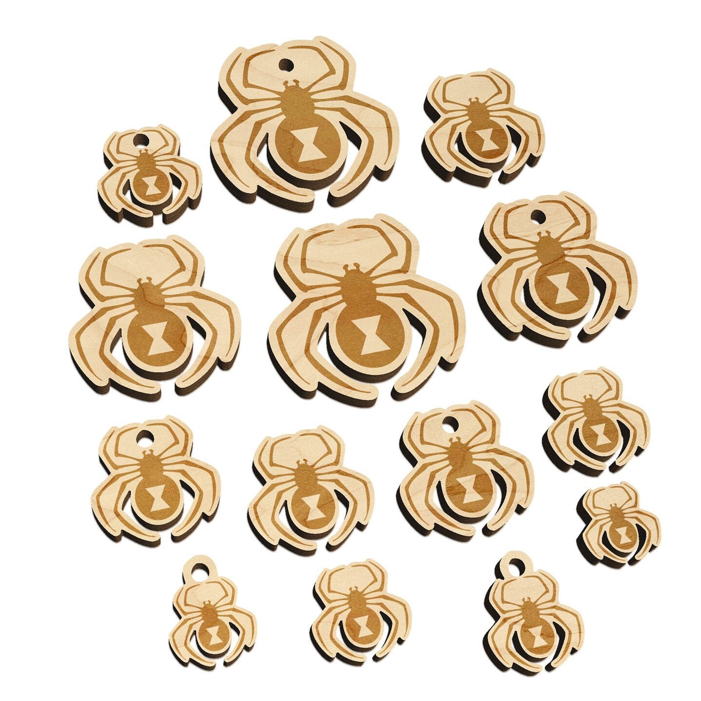 Black Widow Spider Mini Wood Shape Charms Jewelry DIY Craft