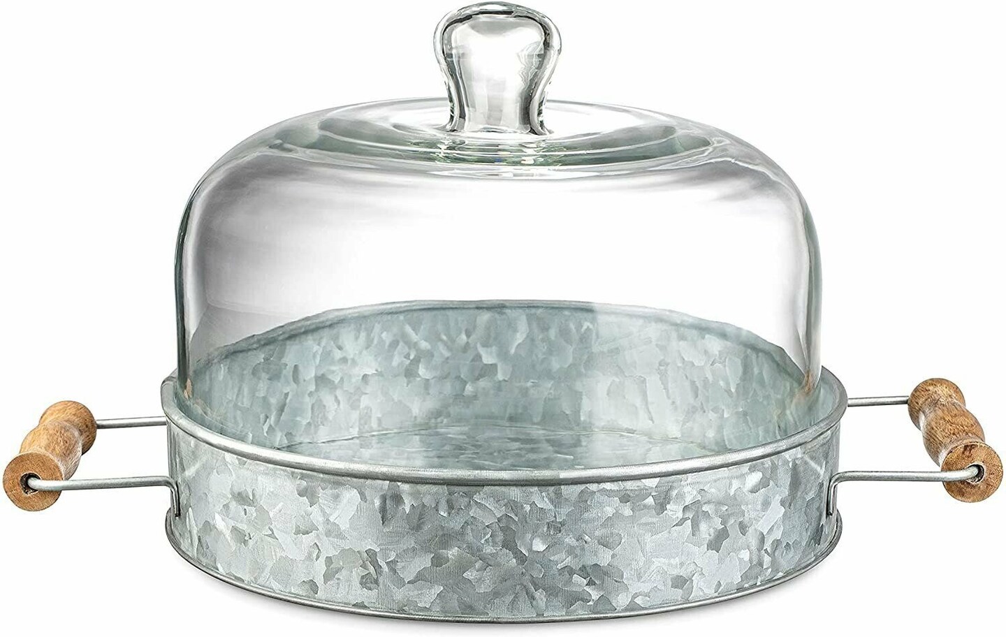 Farmhouse Cake Plate with Glass Dome for Rustic Kitchen and Dining