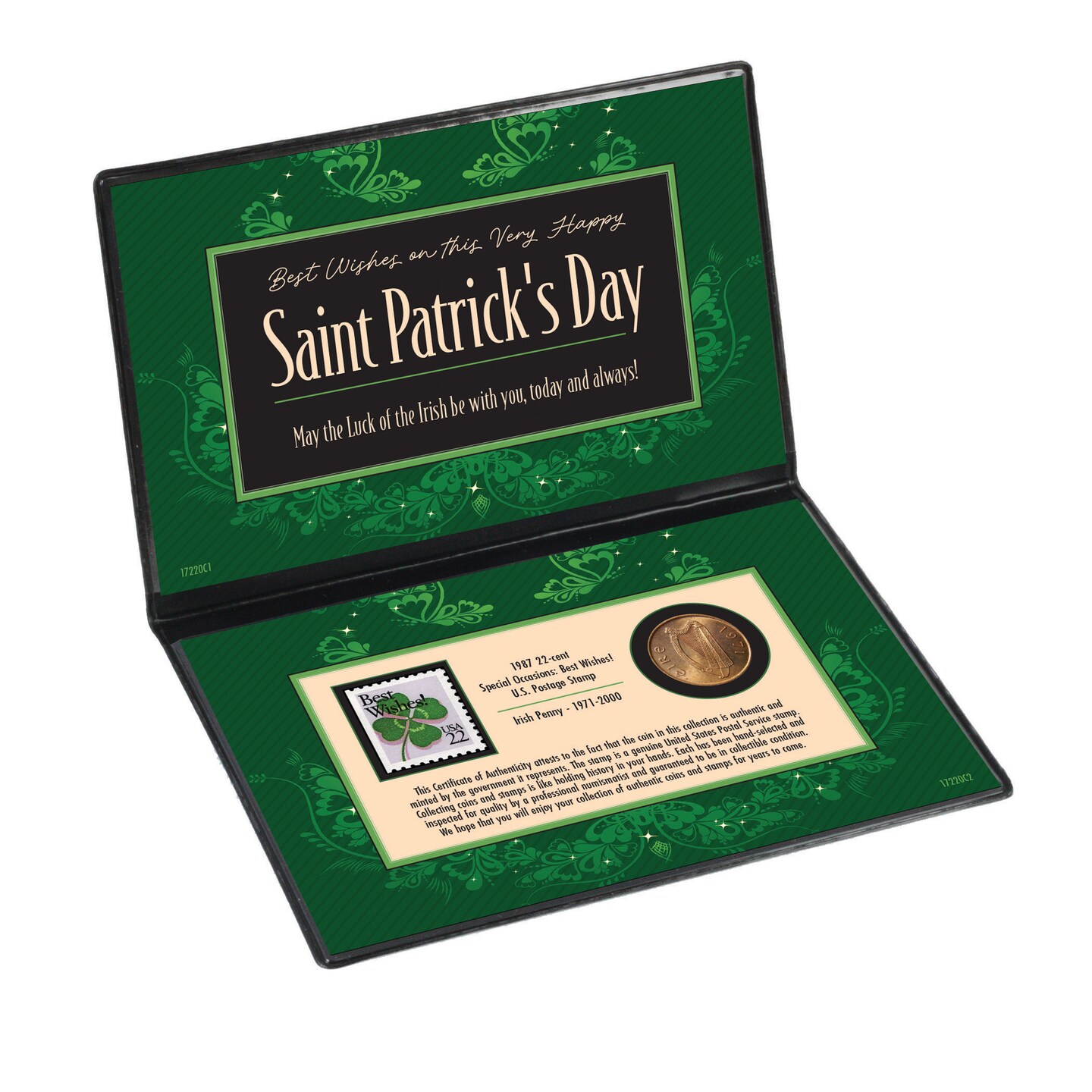 St. Patrick&#x27;s Day Coin and Stamp Collectible Greeting Card