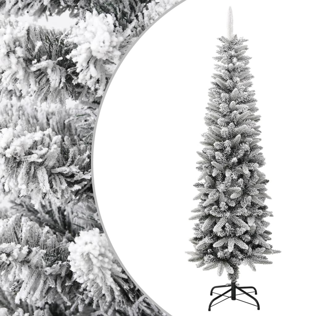 Artificial Slim Christmas Tree with Flocked Snow PVC&#x26;PE
