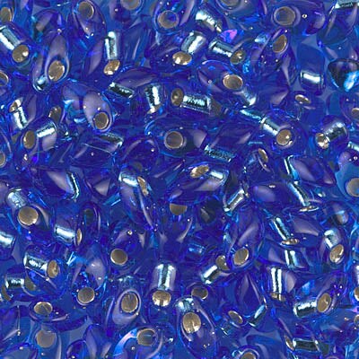 Miyuki Long Magatamas 4x7mm, Silver Lined Sapphire, LMA-19