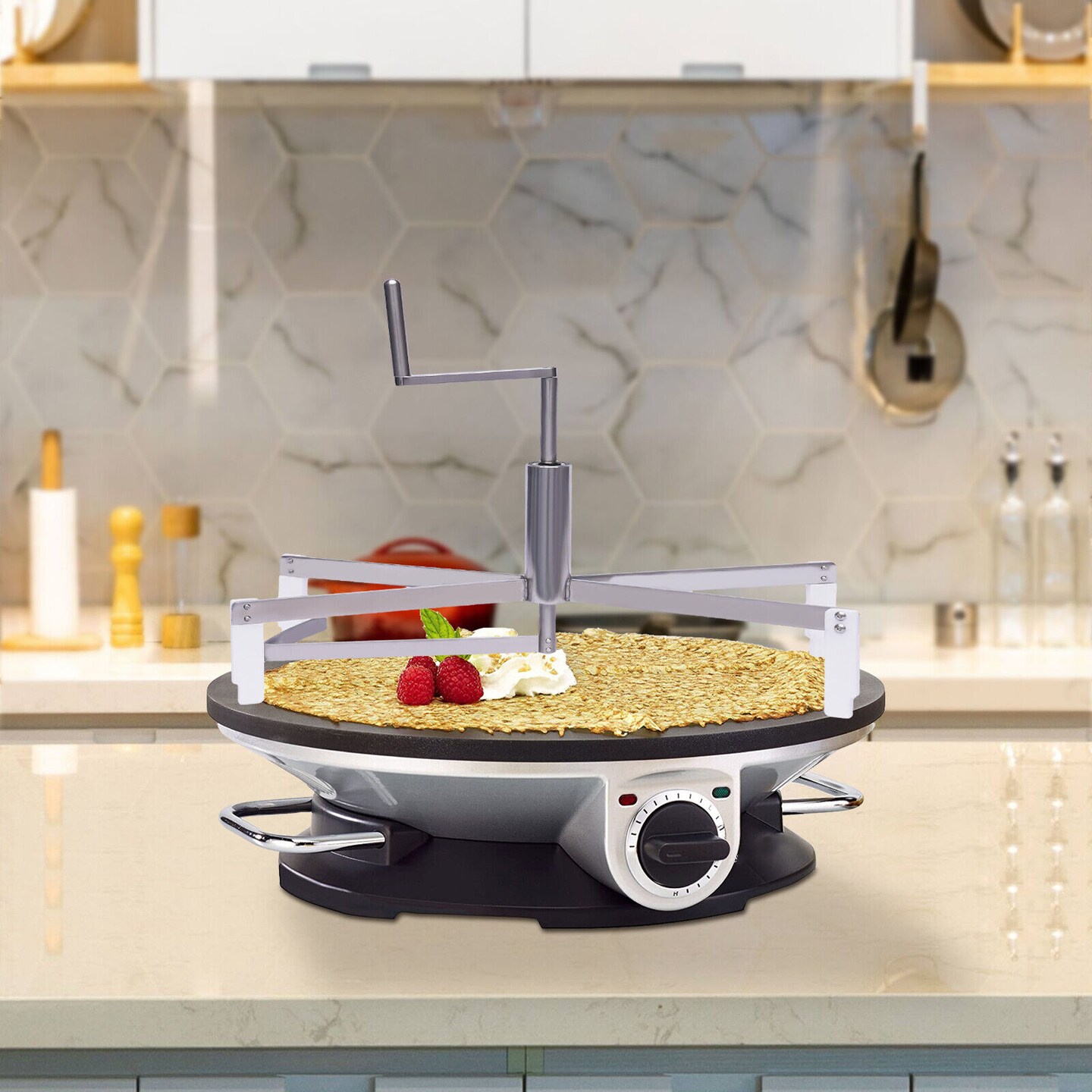 Kitcheniva Pancake Maker Crepe Machine Plate Batter Spreader Stainless Steel 40cm