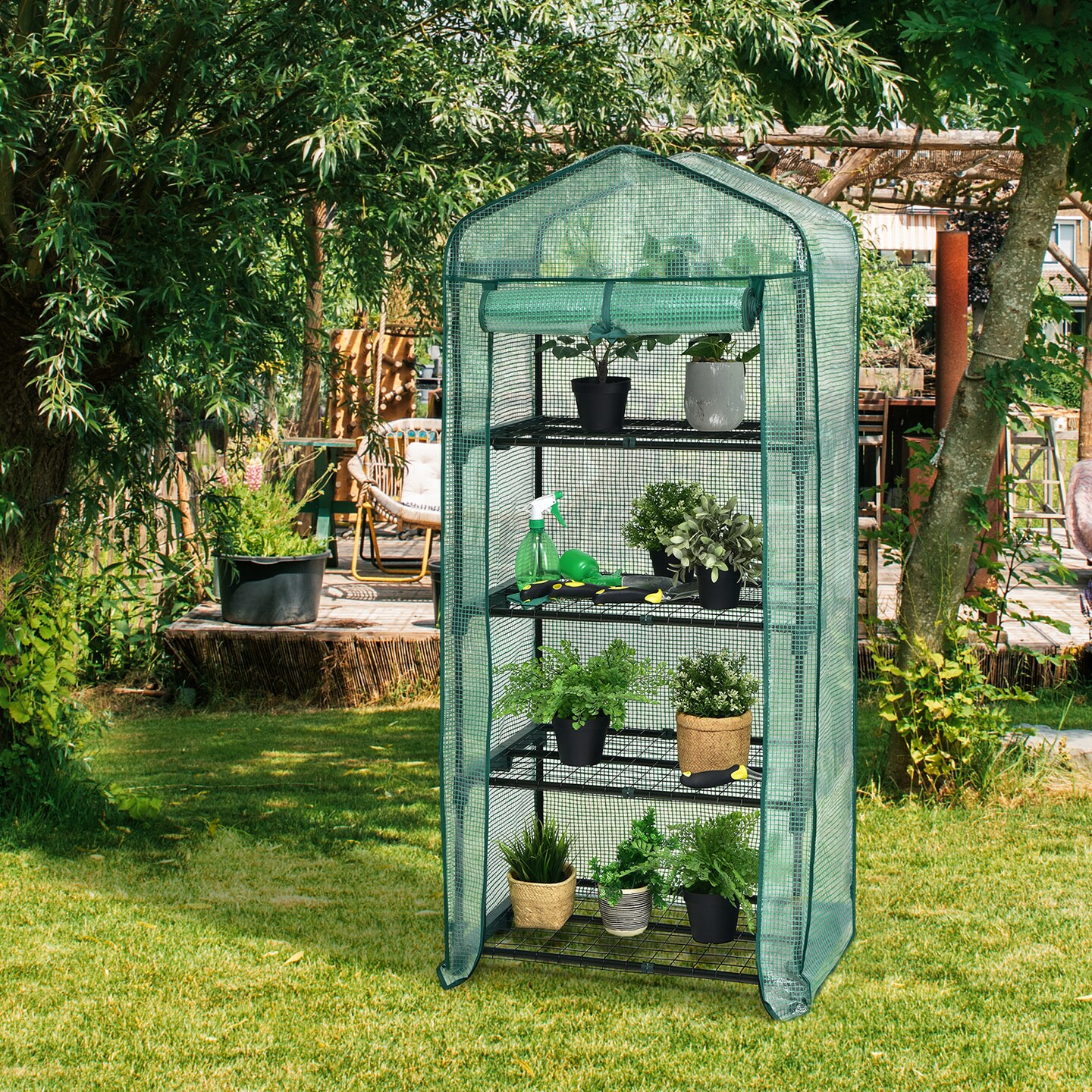 Mini Greenhouse with PE Cover 4-Tier Portable Warm House