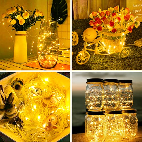 litogo 24 Pack Fairy Lights Battery Operated, 7ft 20 LED Fairy Lights Waterproof Silver Wire Twinkle Lights, Mini Fairy Lights for Mason Jars for DIY Wedding Party Christmas Bedroom, Warm White