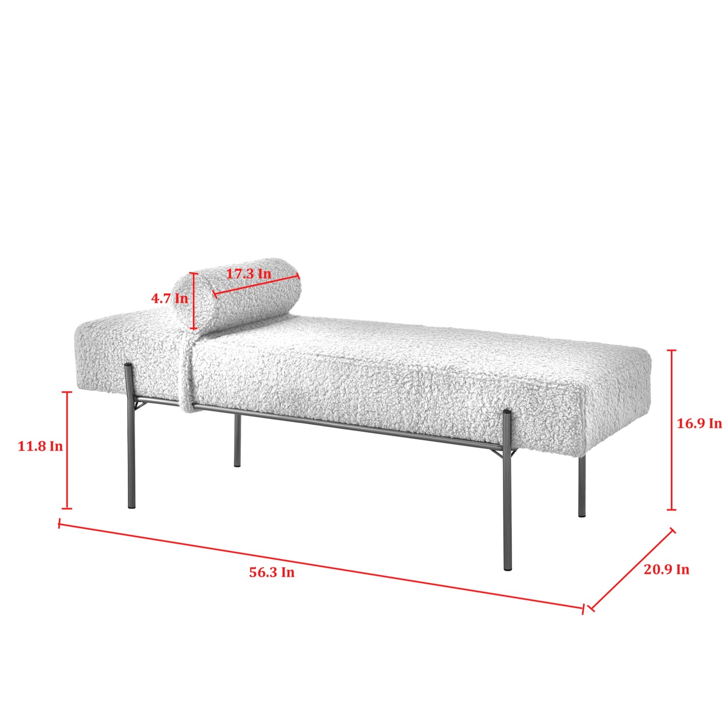 Huda Velvet/Sherpa Bench With Detachable Pillow