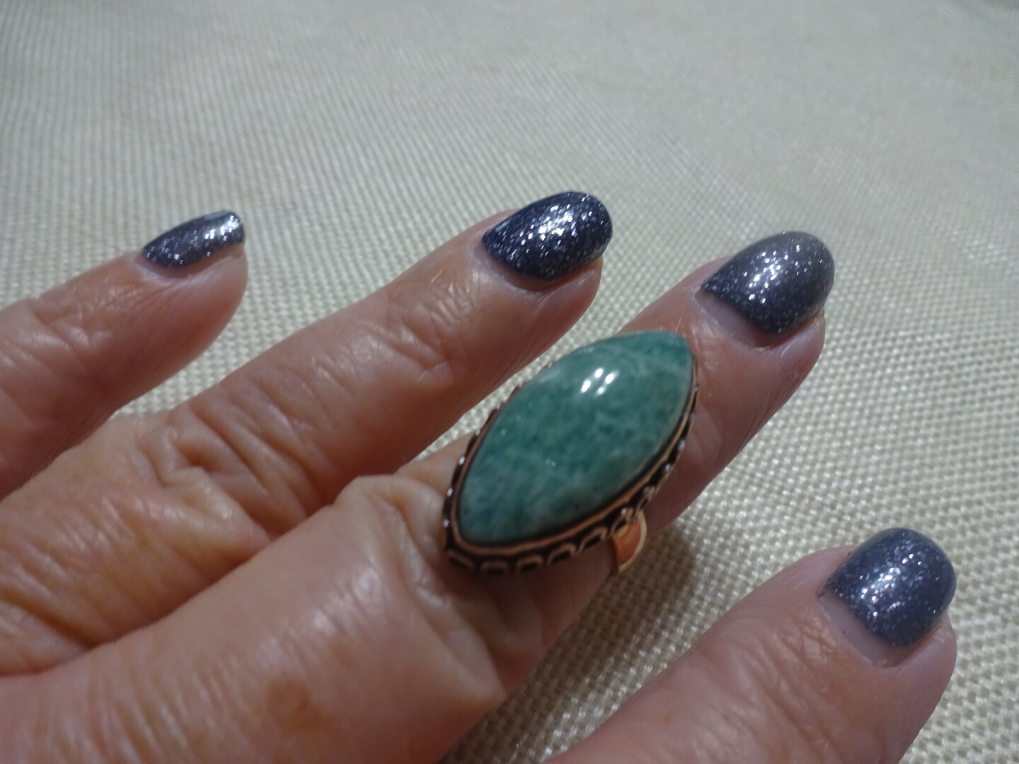 Gorgeous AMAZONITE Handmade Copper Ring Size 7.25 416B
