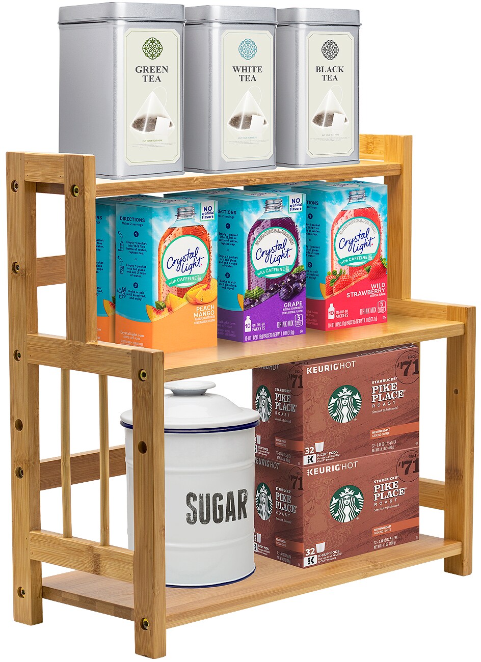 Sorbus 3-Tier Bamboo Kitchen Countertop Organizer - ideal for storage and display, stores your favorite spices, seasonings, and household items
