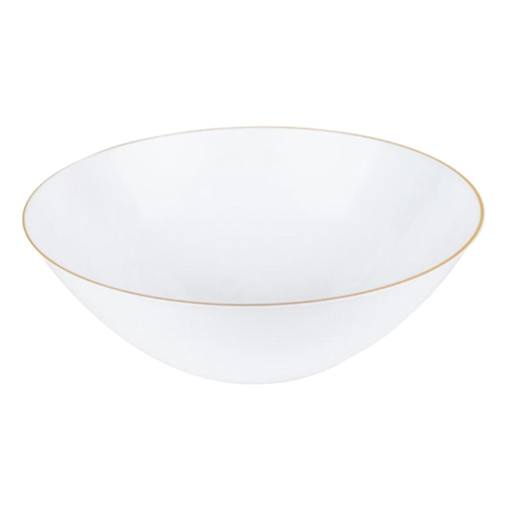 White with Gold Rim Organic Round Disposable Plastic Soup Bowls - 16 Ounce (120 Bowls)