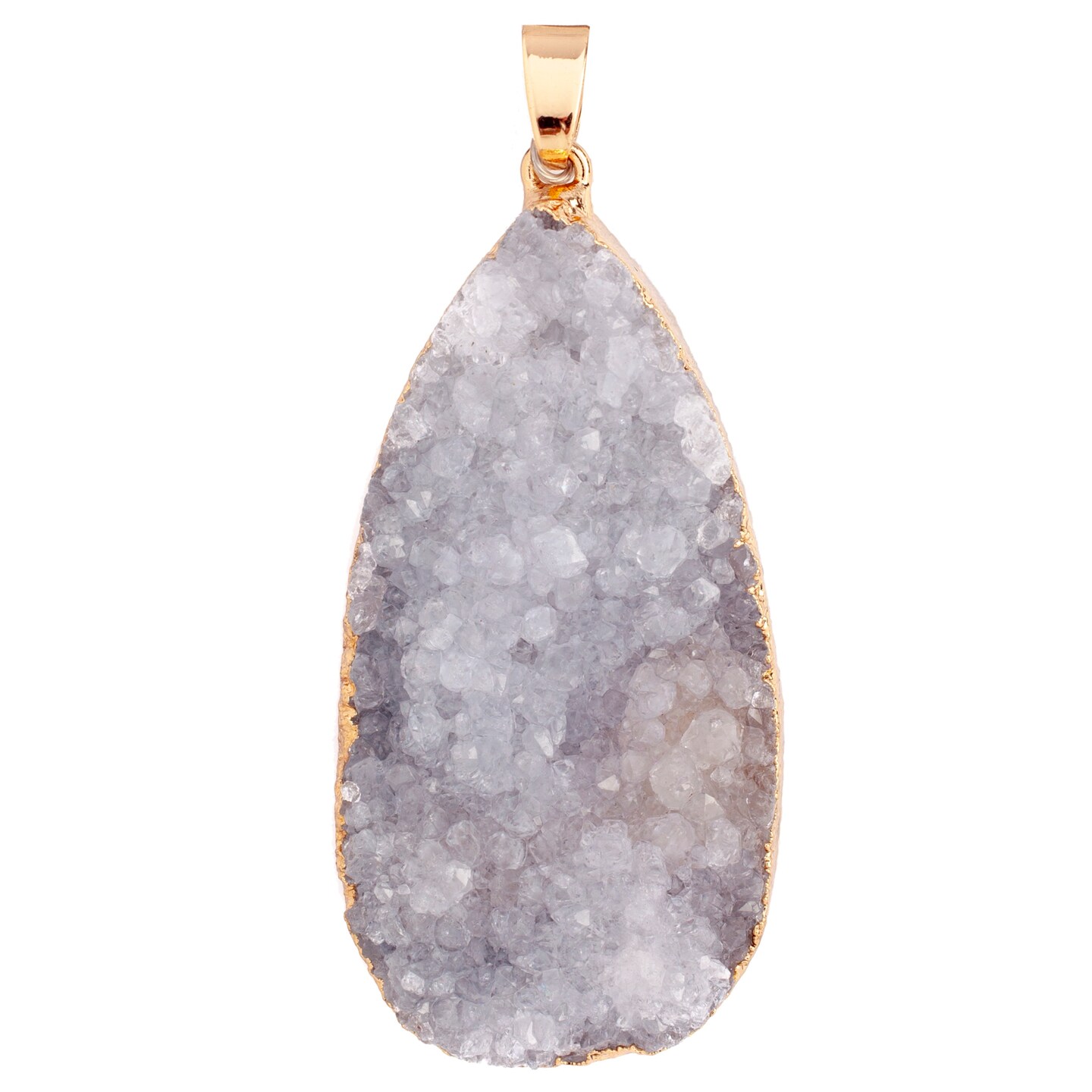 Earth&#x27;s Jewel 50mm White Semi-Precious Agate Teardrop Pendant