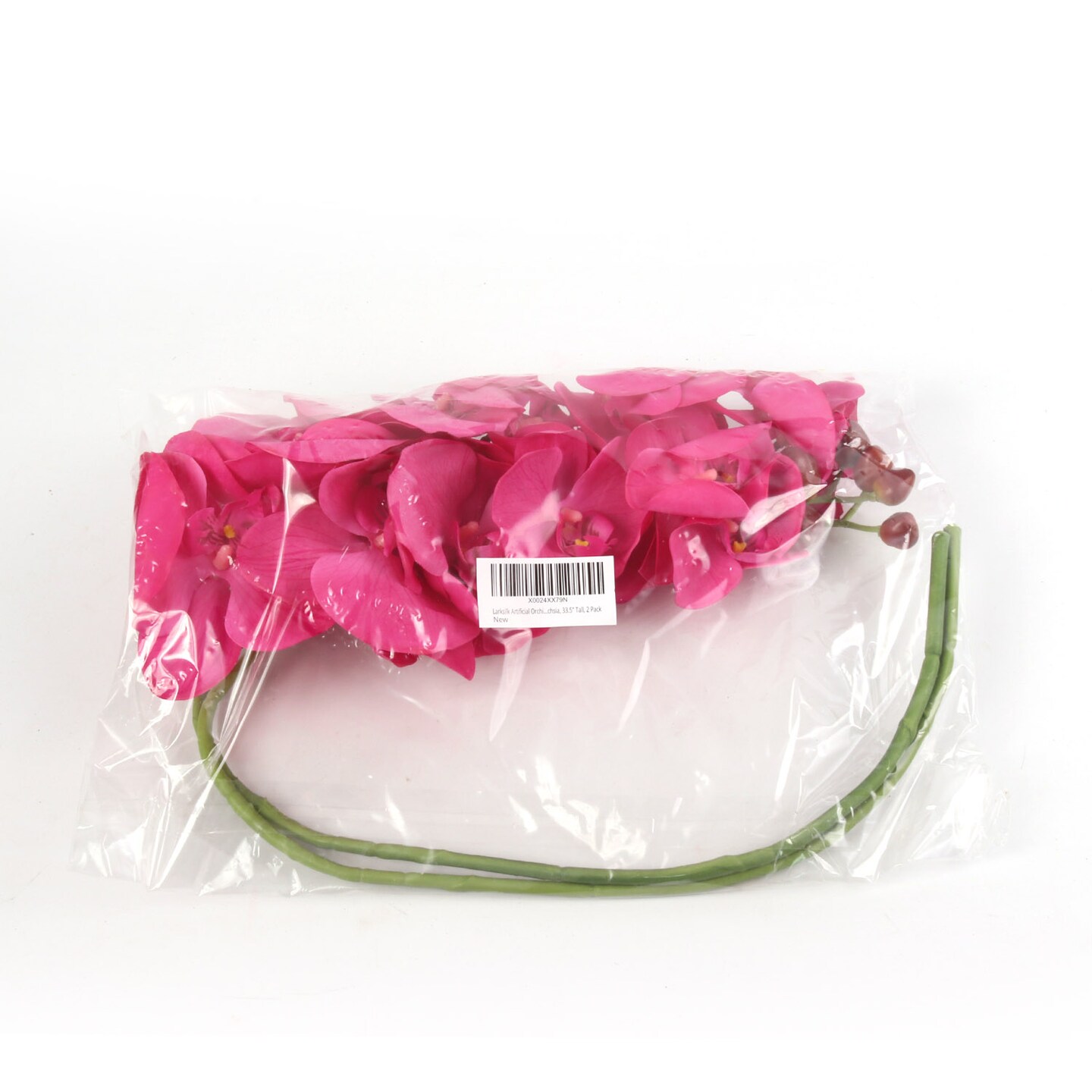 2-Pack: 33.5-Inch Fuchsia Phalaenopsis Orchid Stem with 9 Realistic Silk Blooms
