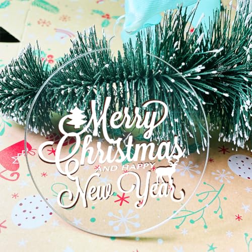 20Pcs 3 Inch Clear Blank Acrylic Christmas Ornaments 2023 Unfinished Round Acrylic Christmas Ornaments for DIY Craft Hanging Ornaments for Christmas Tree Decoration Xmas Day Home Party Decorations