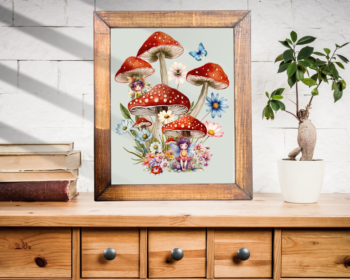 Red Mushroom Wall Art, Fairy Wall Prints, Daisy Wall Decor, Cute Mushroom  Wall Prints, Cute Fairy Nursery Print, Fairy Decor, Mushroom Lover