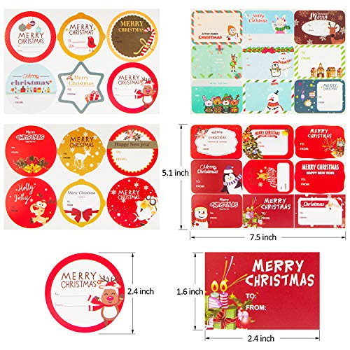 HongyiTime 144 Count Tags Sticker,Christmas Name Labels for Present,48 Jumbo Designs Christmas Stickers Name Tags,Holiday Present Label