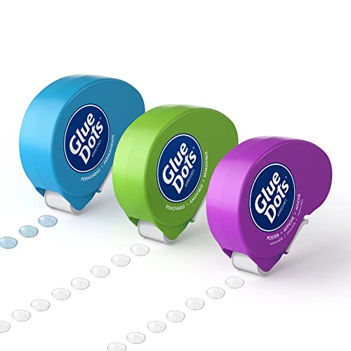 Glue Dots, Removable Dots Dot N Go Dispenser, Double-Sided, 3/8