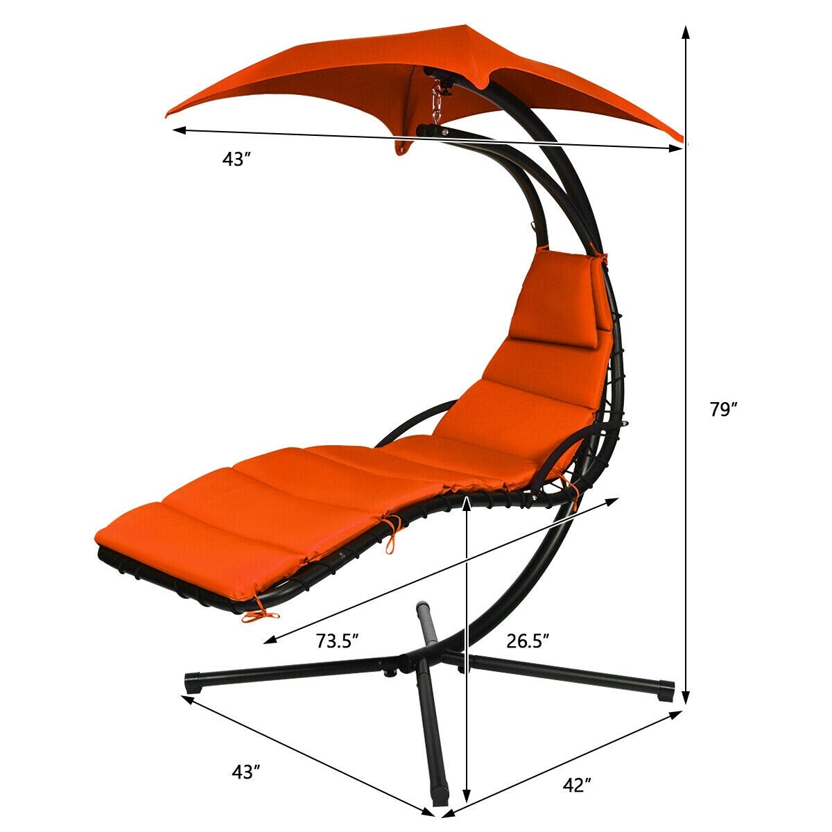 Hanging Stand Chaise Lounger Swing Chair with Pillow