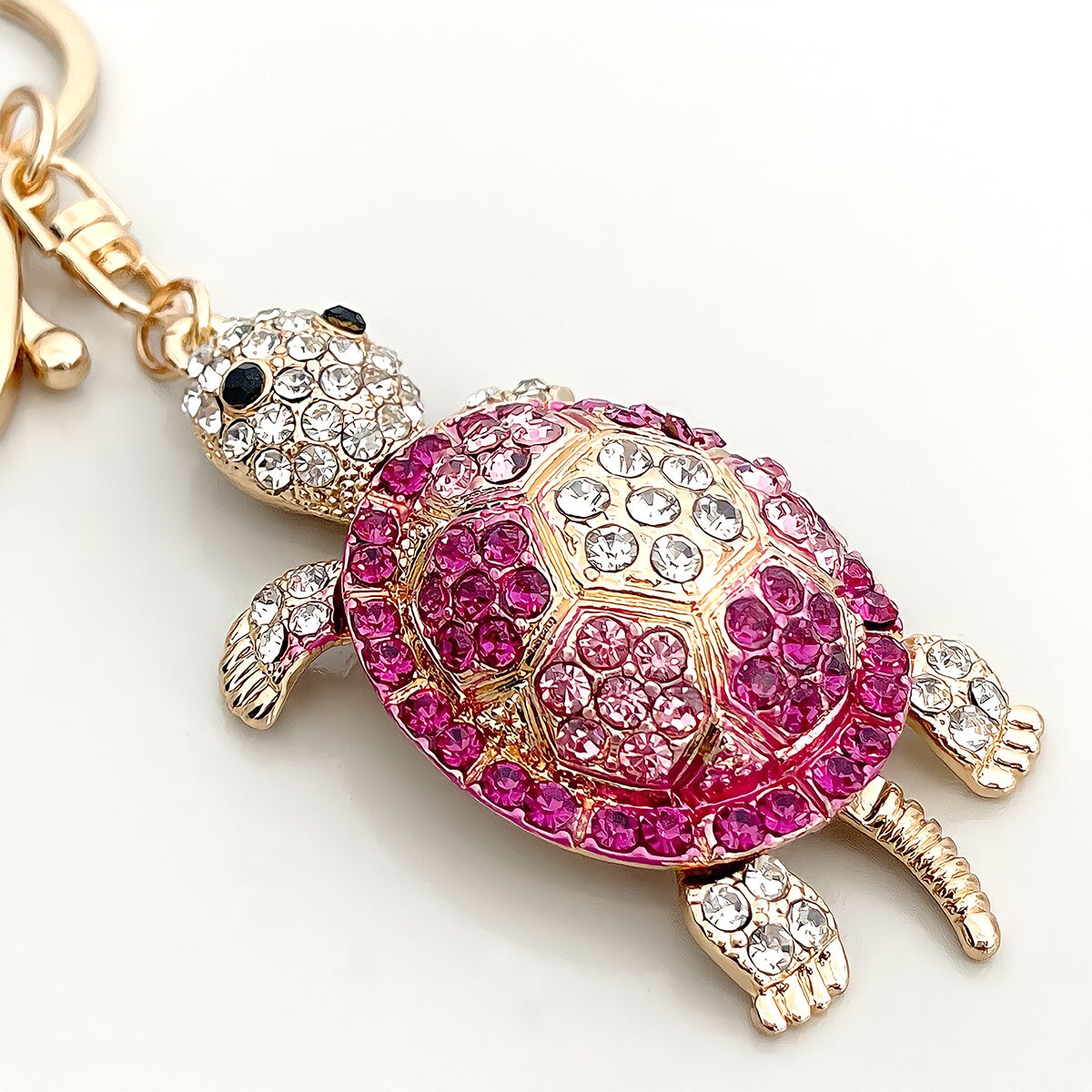 Wrapables Crystal Bling Key Chain Keyring Car Purse Handbag Pendant Charm, Pink Sea Turtle