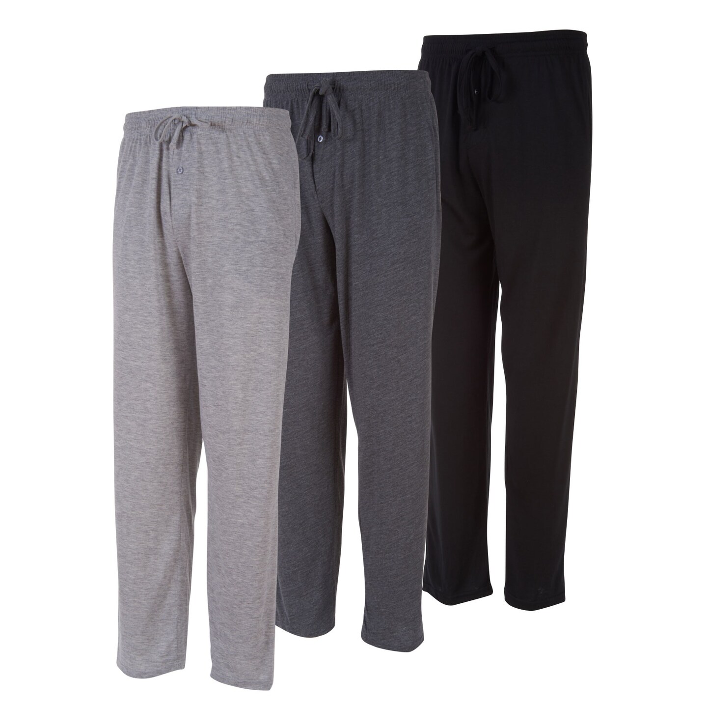 Men's Lounge Pants - Soft Cotton Jersey Knit Lounge Bottoms, Pajama Pants With 2 Deep Side Pockets, 3-Pack