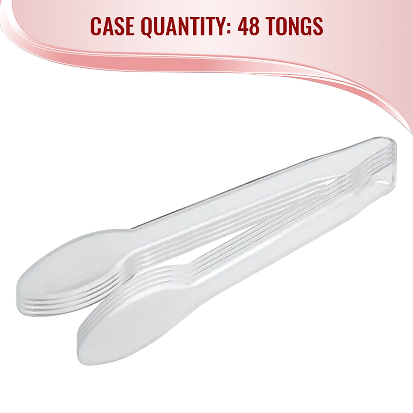 Clear Disposable Plastic Serving Tongs - 9&#x22; (48 Tongs)