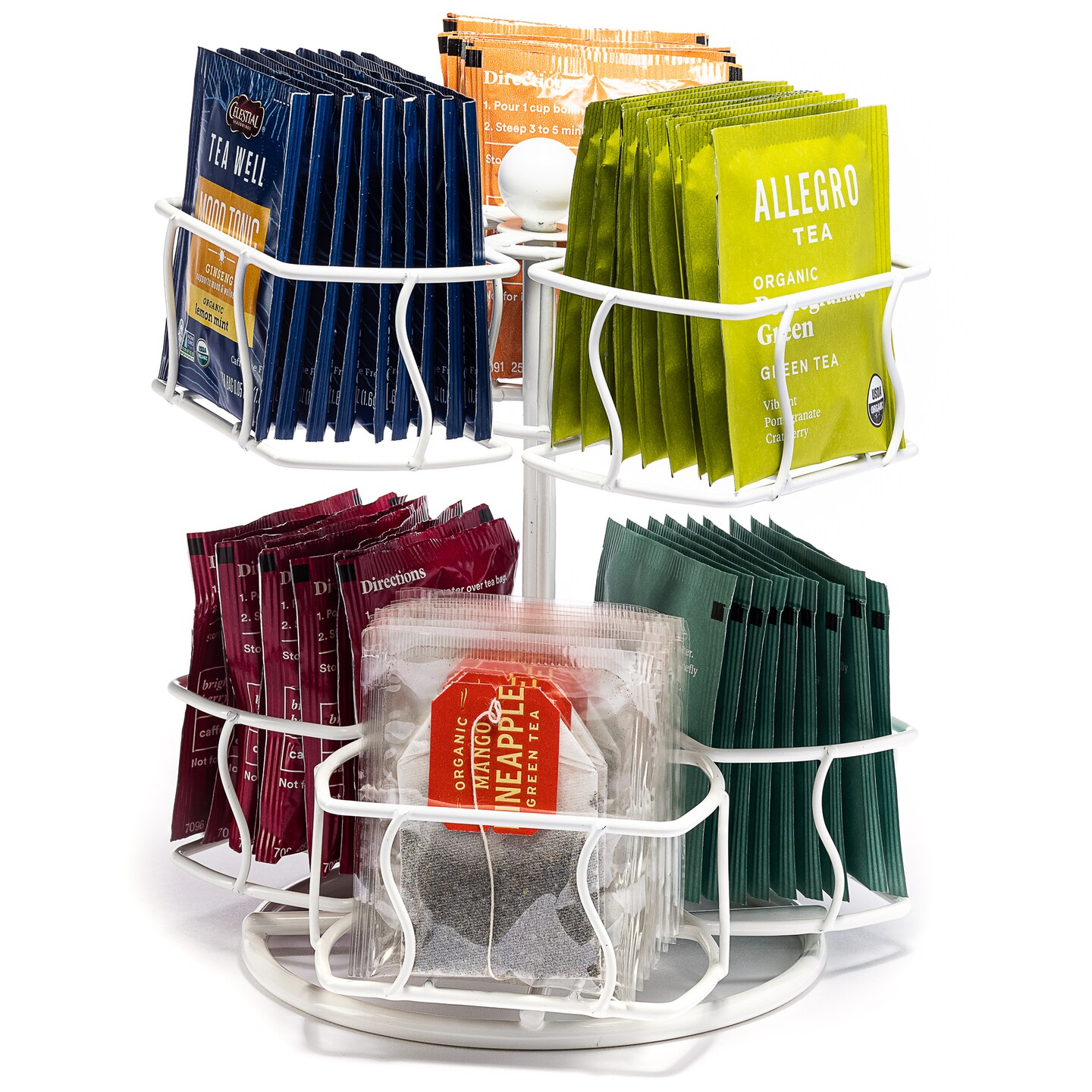 Sorbus Tea Bag Spinning Caddy - 2 Tier Lazy Susan for Pantry - Holds Up to 60 Large Tea Bags