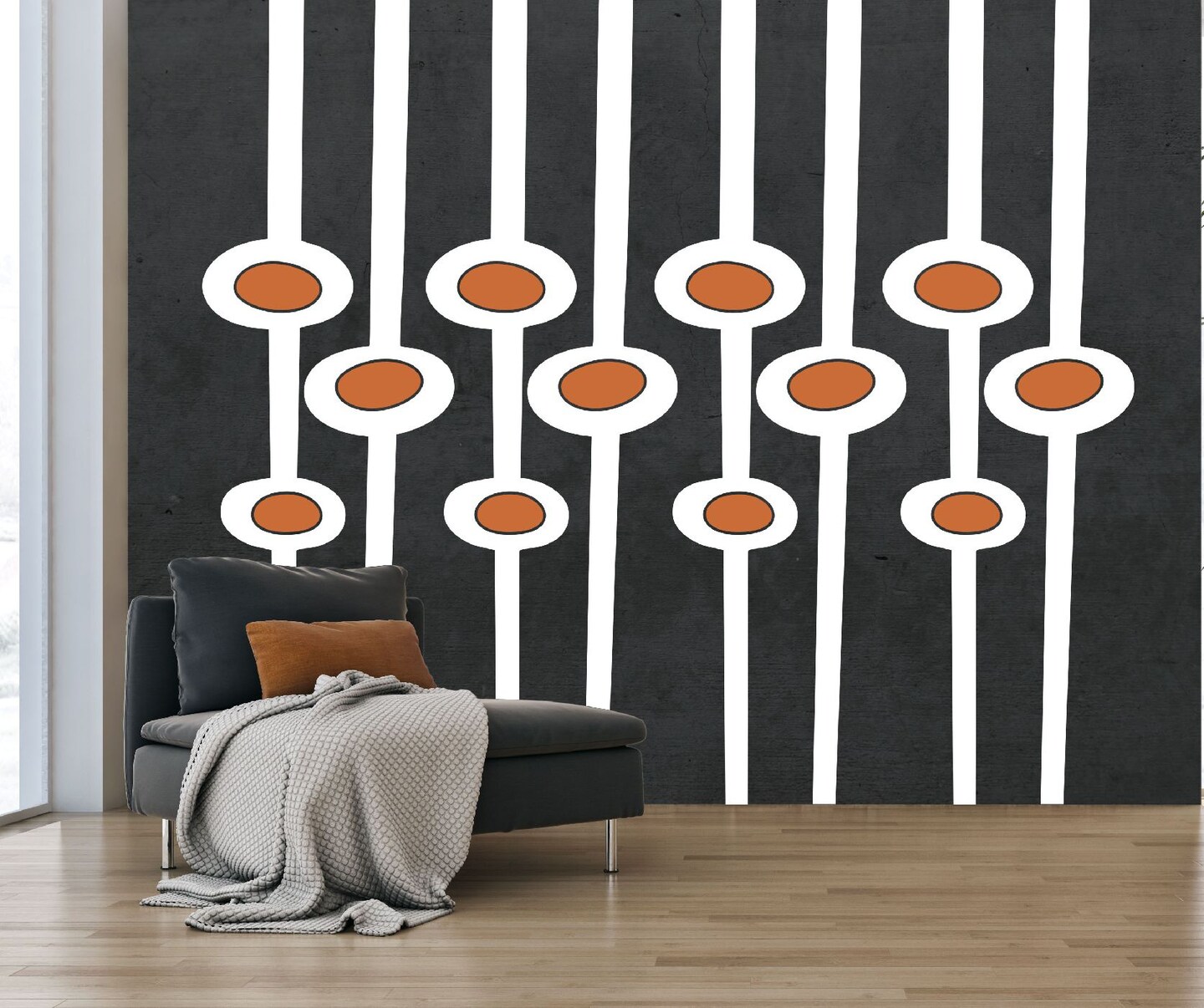 Mid Century Wall Decal, Modern Wall Pattern, Mid Mod Shapes Decals ...