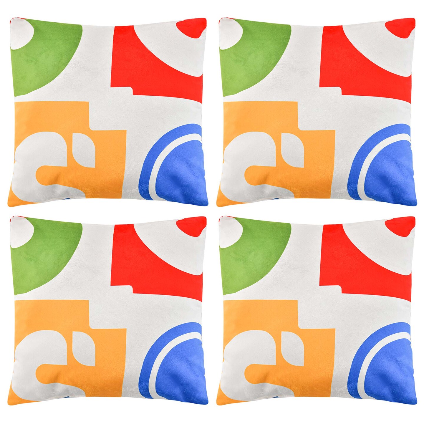 Costway 4 PCS Square Throw Pillows Removable & Washable Velvet Pillow 18''x18'' Red