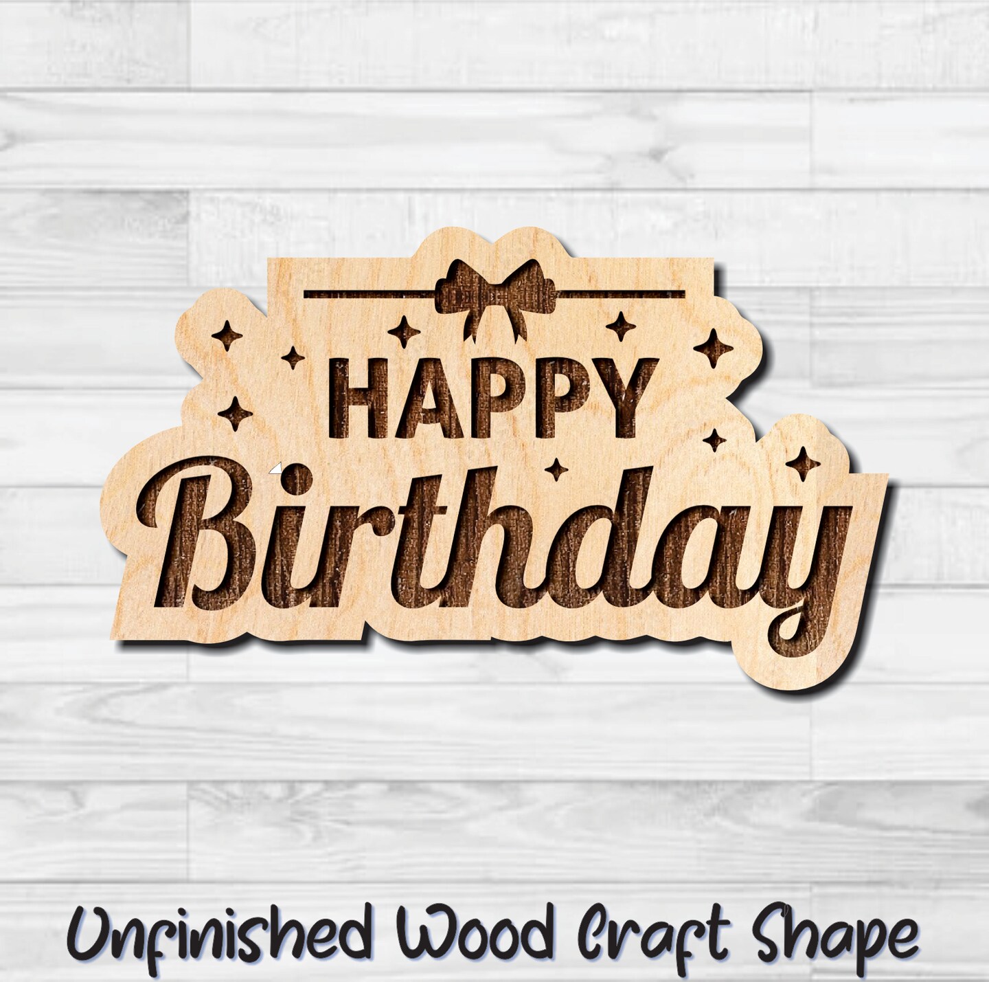 Happy Birthday Bow Banner Unfinished Wood Shape Blank Laser Engraved Cutout  Woodcraft Craft Supply BIR-007