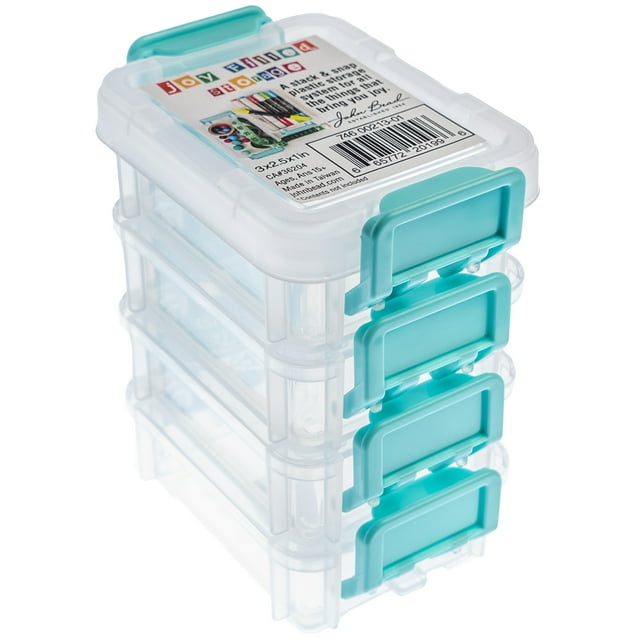 John Bead 3&#x22; Joy Filled Clear Stackable Organizer with Lids
