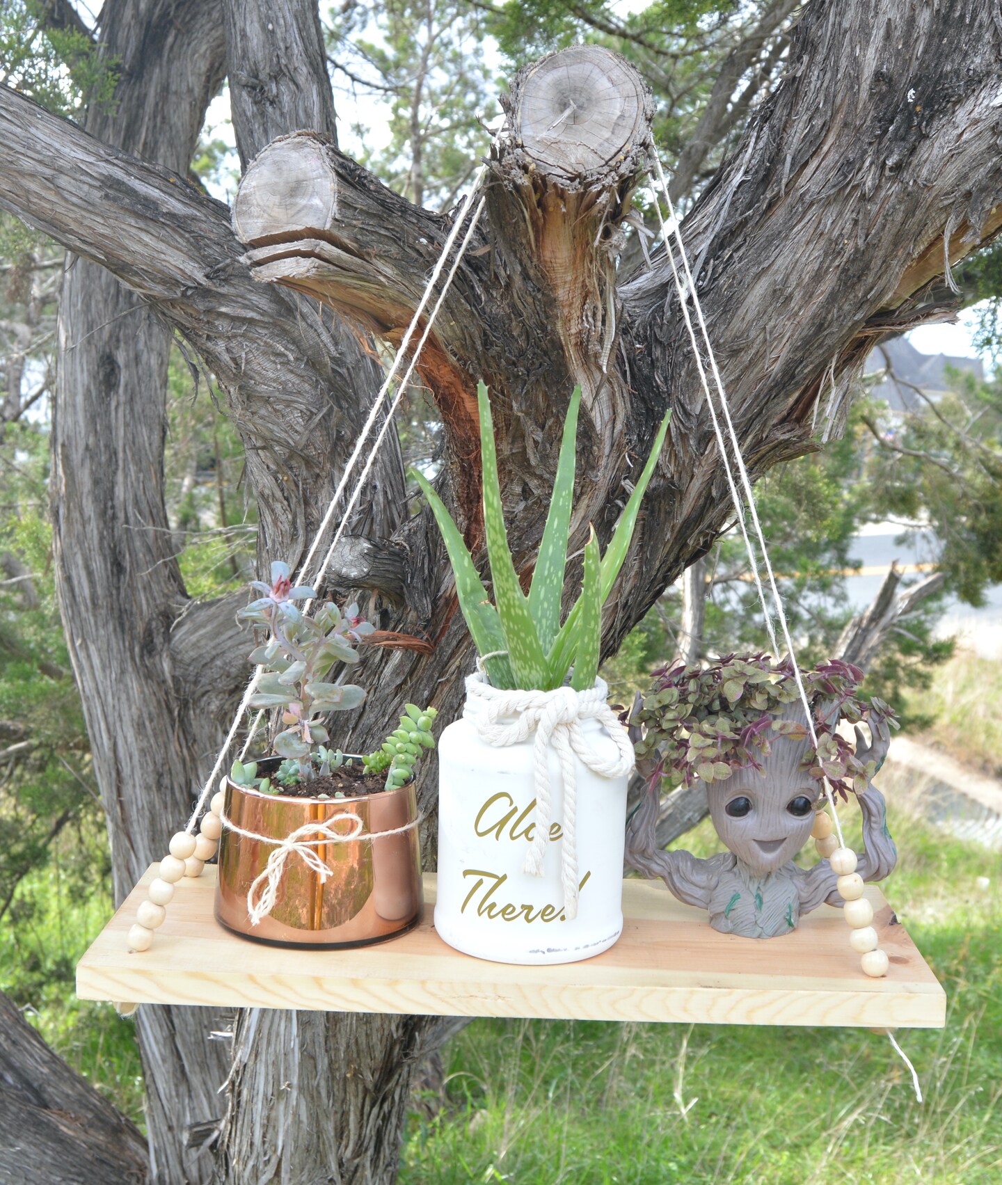 Heavy Duty Hanging Plant Shelf with Wooden Beads | Boho Chic | Interior and  Exterior Options | Wide Shelf | Natural Wood | Plant Wall | MakerPlace by  Michaels