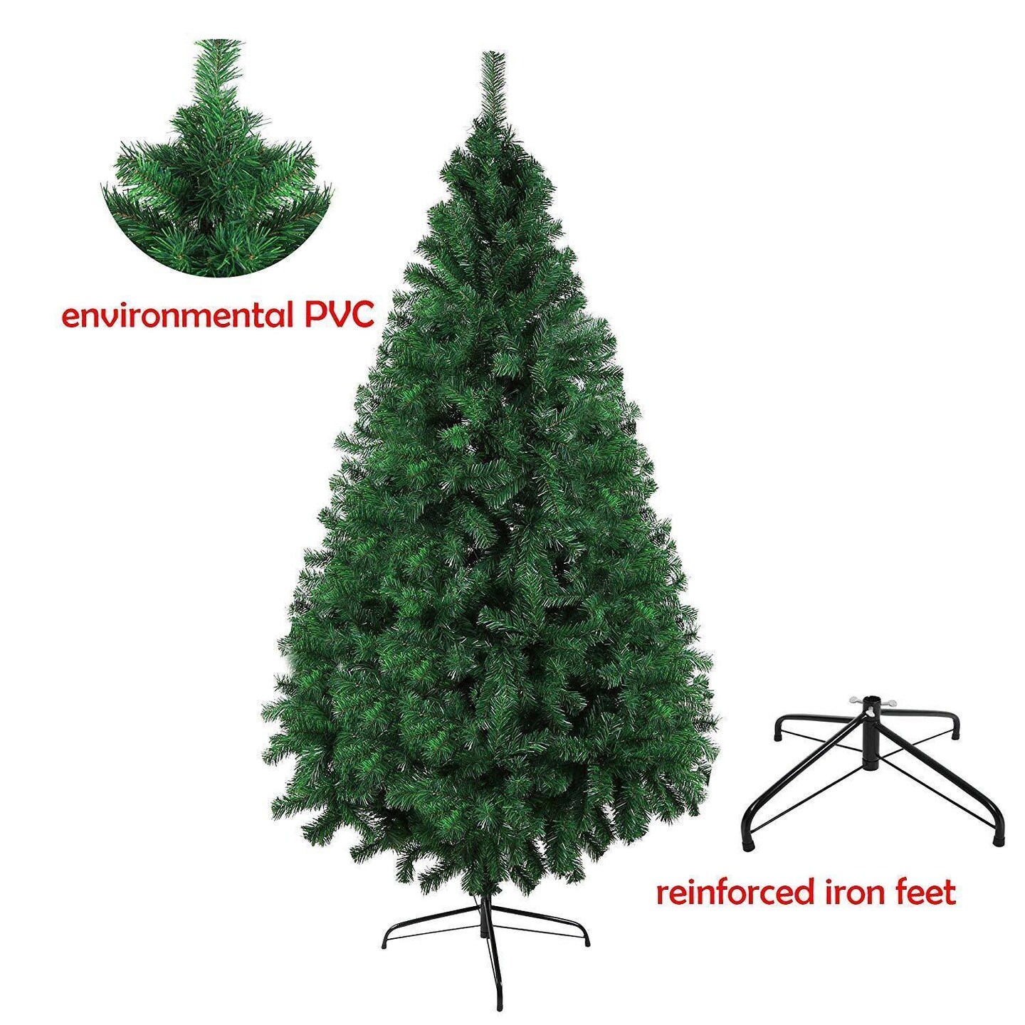 Bosonshop Upgraded 7&#x27; Green Metal Christmas tree, with Decorations