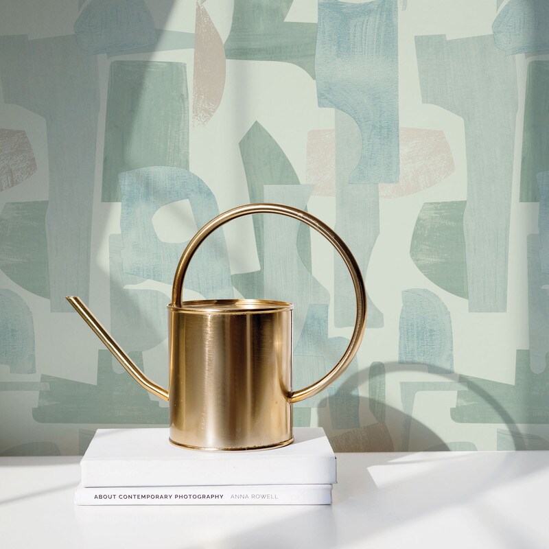Tempaper Geo Composition Peel and Stick Wallpaper Sage/Cedar/Metallic Gold