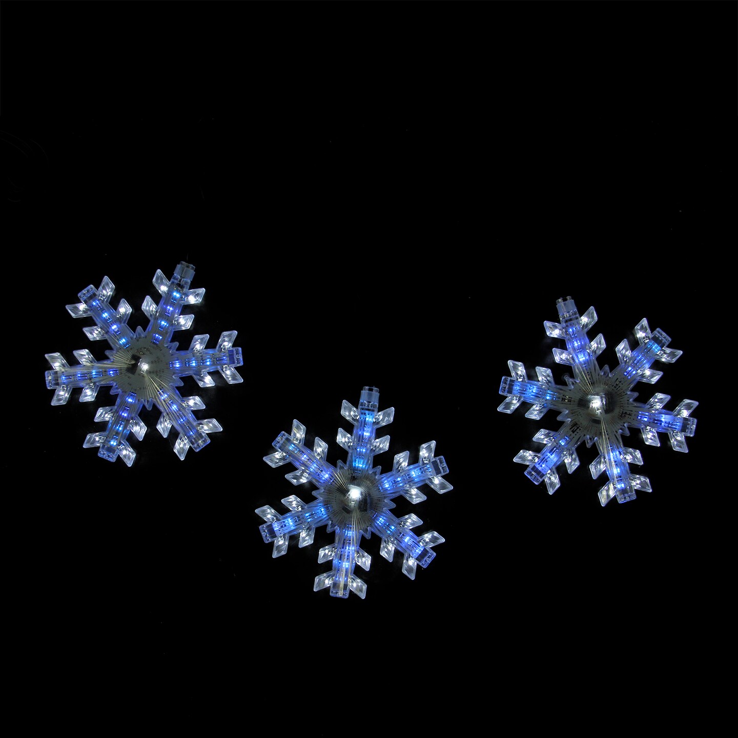 Northlight Set of 3 Cascading White and Blue Snowfall LED Snowflake Christmas Lights 25&#x22;
