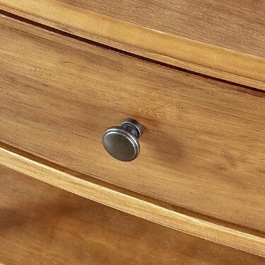 Rustic Wood 3-Tier Nightstand with Storage Shelf and Drawer/Round Metal Knobs/Heritage Collection Furniture/End Table/Side Table, Teak Finish