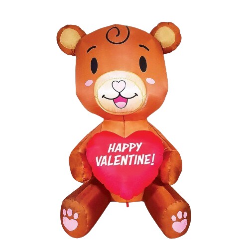 5 ft. Inflatable LED Light Brown Bear with Sweet Heart
