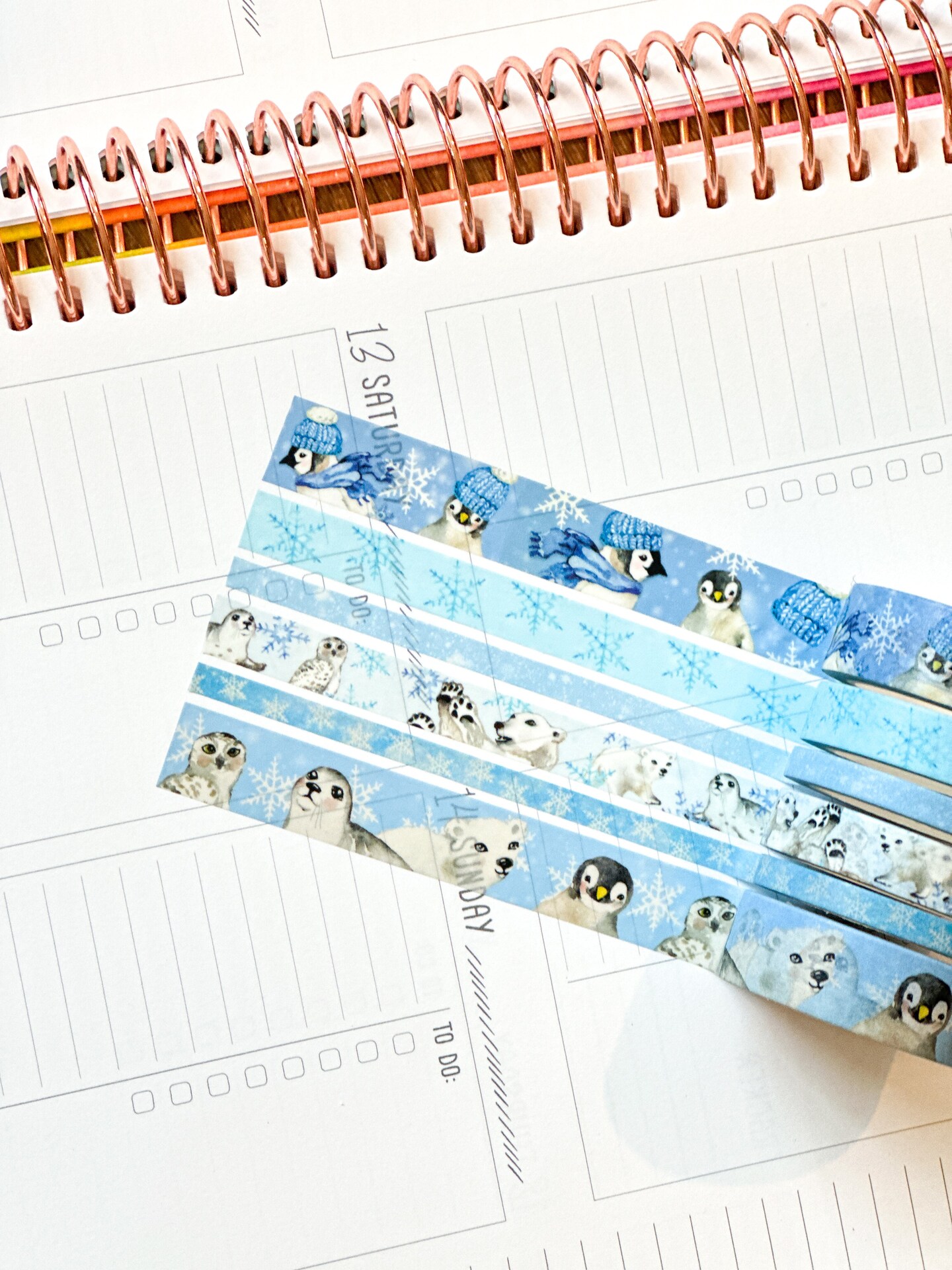 Snow Animals Penguins Polar Bears Seals Winter Arctic Animals Washi Tape Set January 2024 - W099