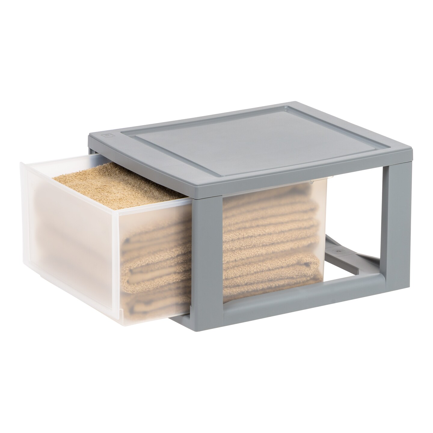 IRIS USA 4Pack 14 Quart Stackable Clear View Plastic Storage Drawer, Gray