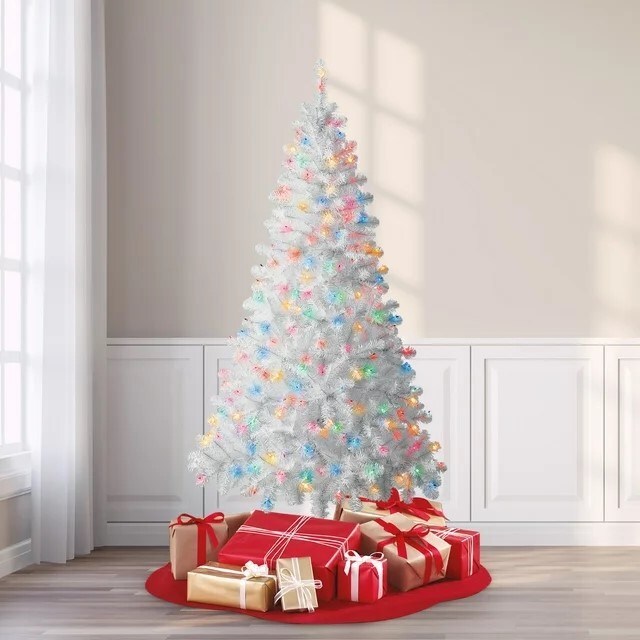 6.5 Ft Christmas 2024 Tree With Clear Lights And Stand Xmas Decor Madison Pine Tall