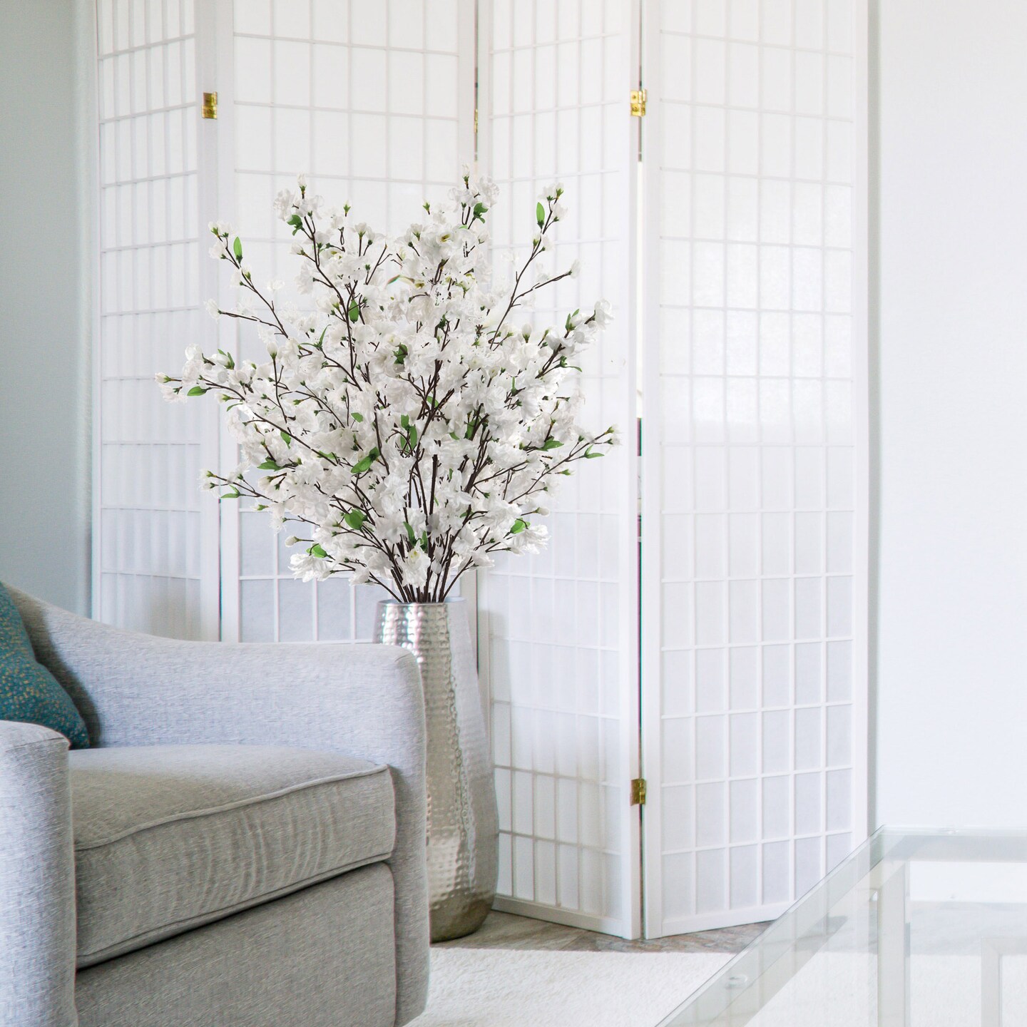 6-Pack 36" White Cherry Blossom Sprays – Realistic Silk Branches for Home, Events & Decor