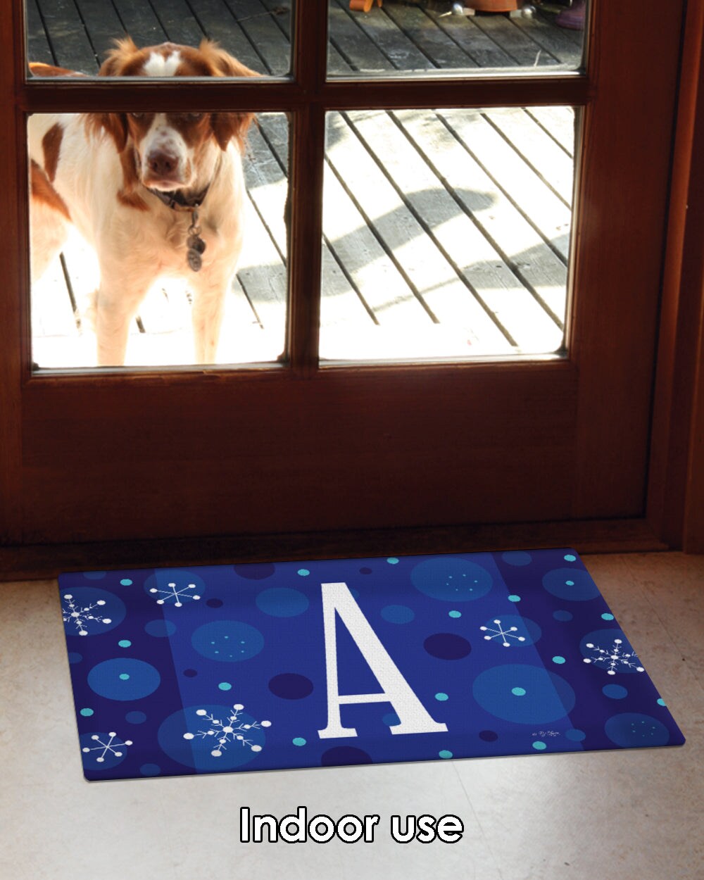 Winter Snowflakes Monogram A Door Mat (18 x 30&#x22;)