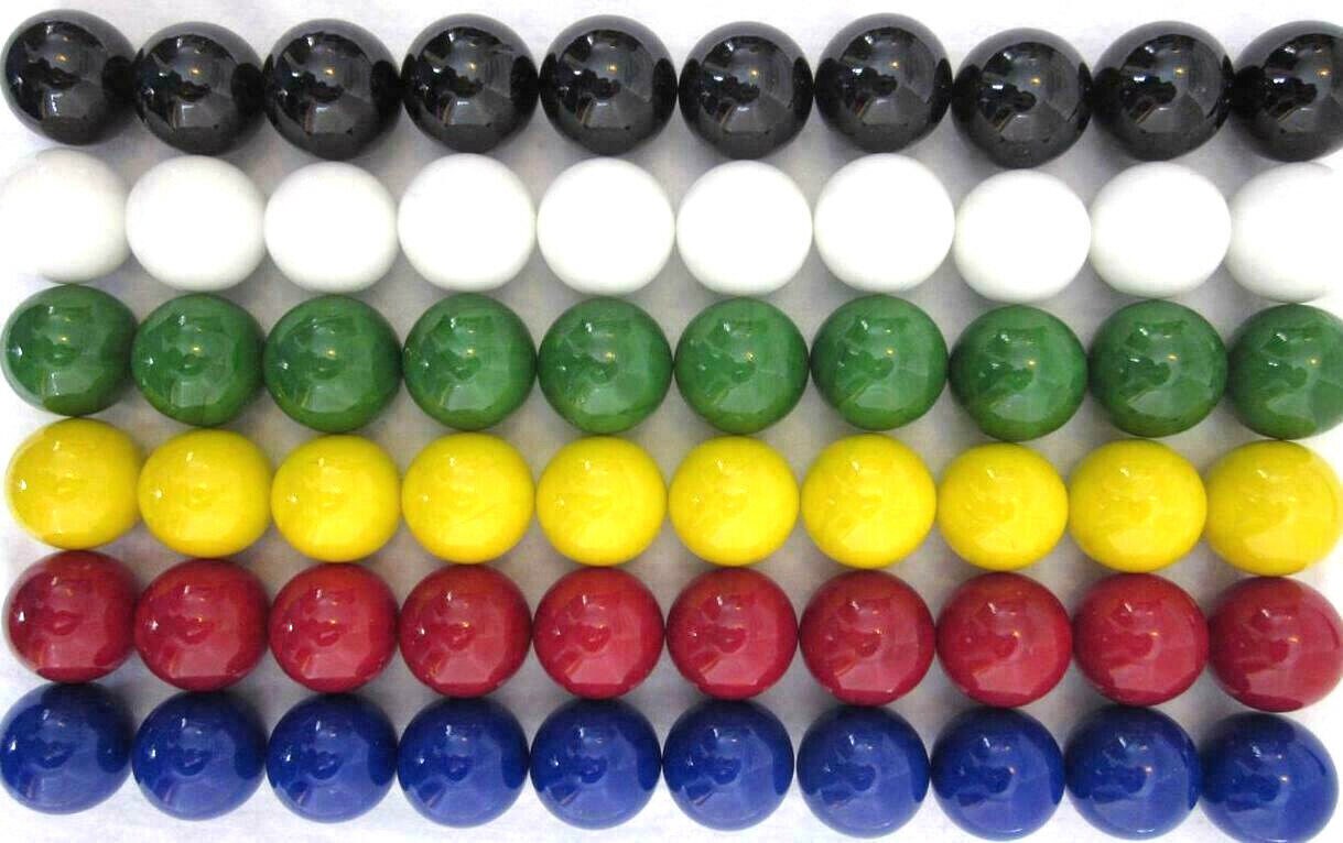 60 LARGE 1&#x22; (25mm) Replacement Chinese Checker Board Game Solid GLASS MARBLES