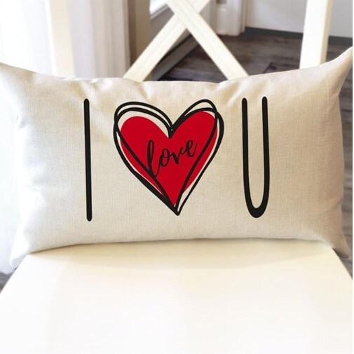 Modern Farmhouse Anniversary Valentine Decorative Lumbar Throw Pillows Cushion Case Decorations for Couch Valentine&#x27;s Day Pillow Covers 12X20 Heart I Love You for Valentines Day Decor