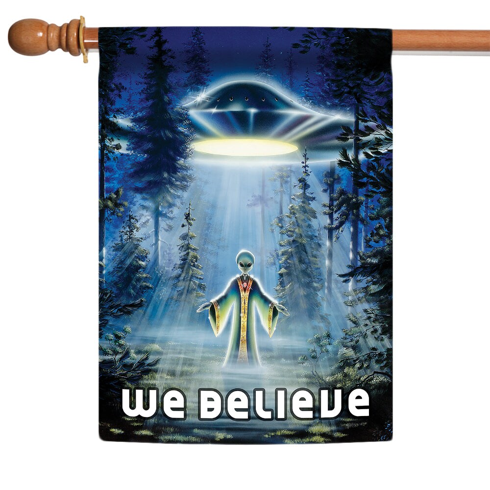 UFO Believe Decorative Aliens Double Sided Flag