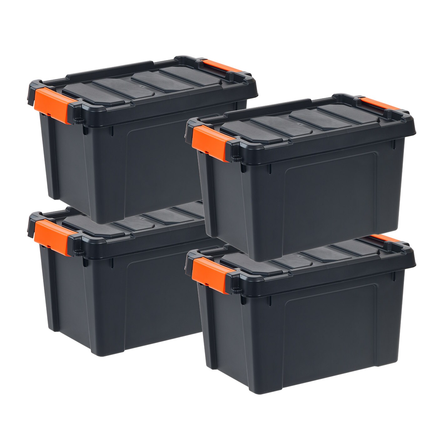 IRIS USA 22 Quart Heavy Duty Plastic Storage Box, Black, 4 Pack