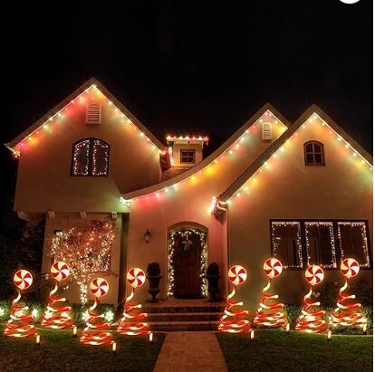 Solar Candy Cane Lights, Solar Lollipop Christmas Pathway Lights Peppermint Flashing Mode Christmas Tree Pathway Stake Lights for Xmas Yard Garden Decoration (13.8 Inch)