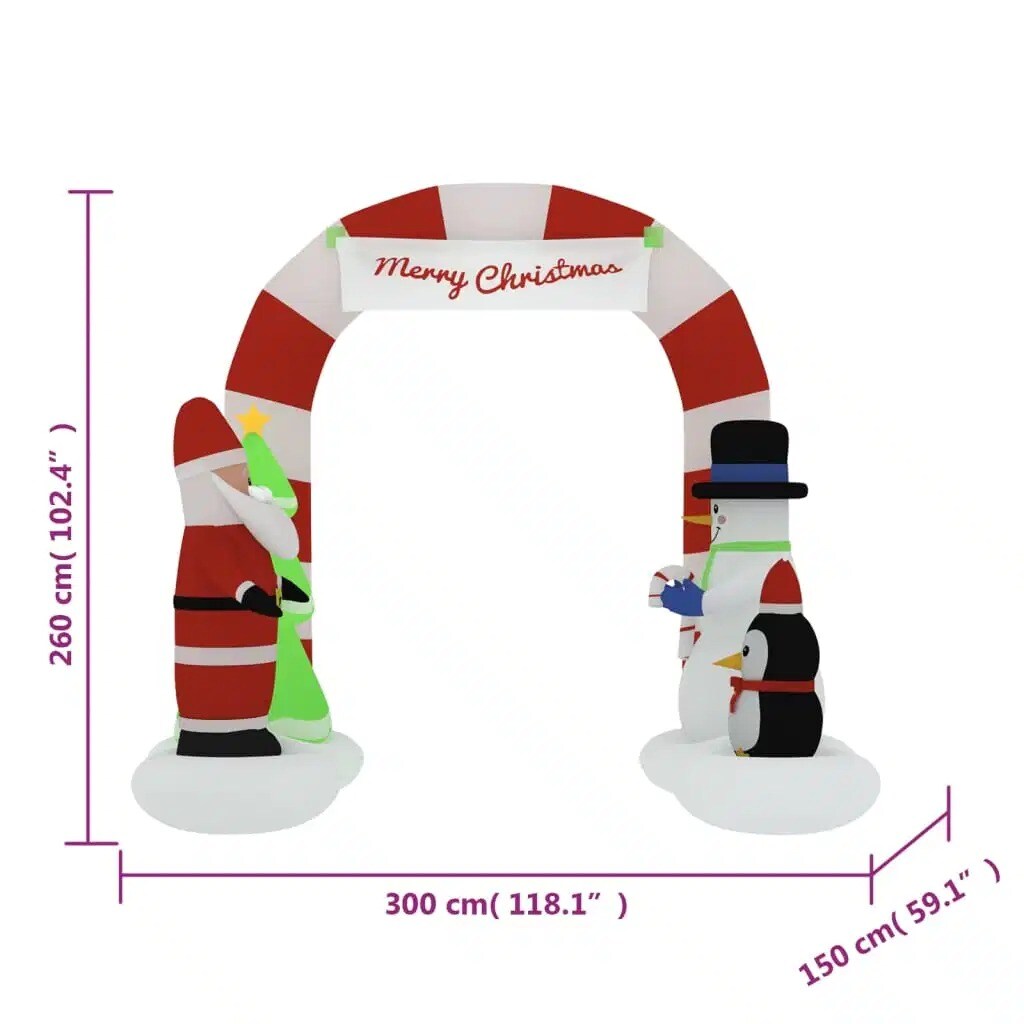8.5ft Christmas Inflatable Santa & Snowman Arch Gate with LED Lights