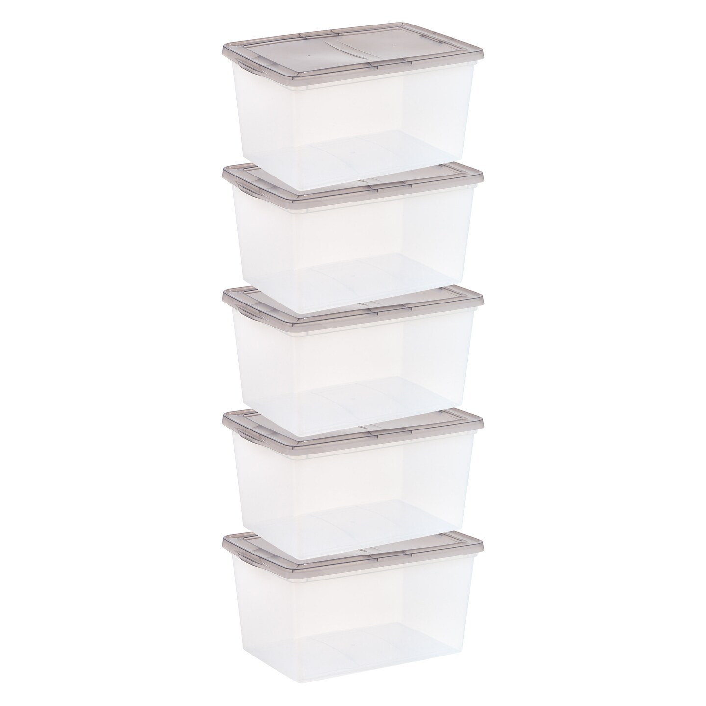 IRIS USA 58 Quart Snap Top Plastic Storage Box, 5 Pack