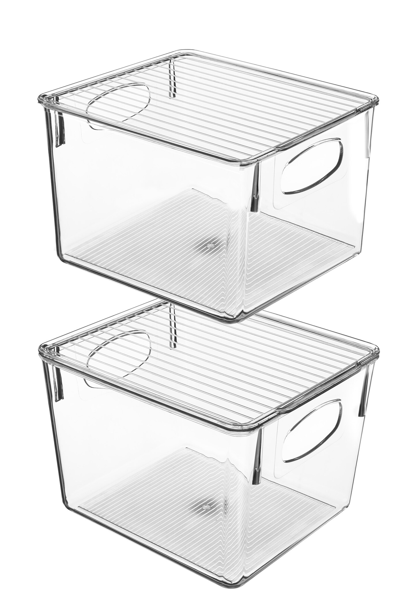 Sorbus Medium Plastic Storage Bins with Lids - for Kitchen Organization, Pantry Organizers and Storage, Fridge Organizer, Cabinet Organizer, Refrigerator Organizer Bins - Clear Storage Bins (2 pack)